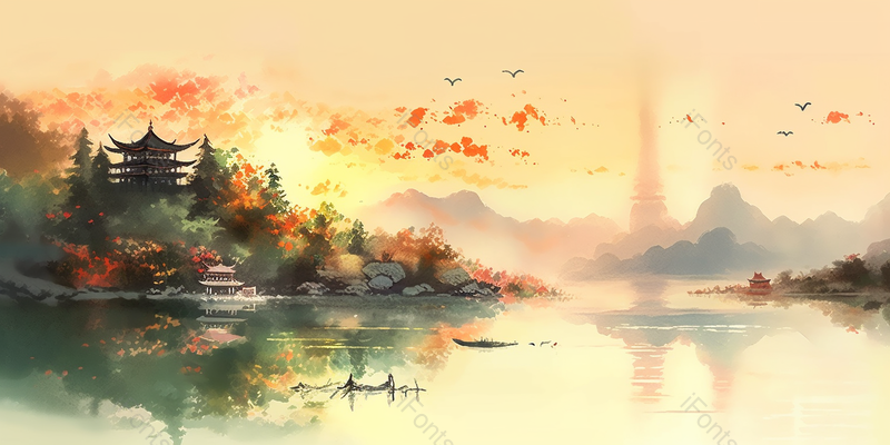杭州西湖美景中国风背景,插画/手绘图,插画/手绘图库,插画/手绘图下载,插画/手绘